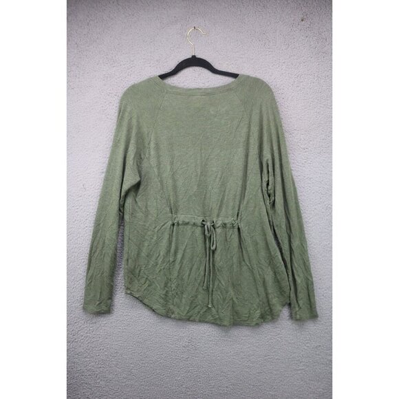 Cabi Long Sleeve Army Green V-Neck Top-Size Medium-Very Soft-Drawstring Back - Picture 7 of 10
